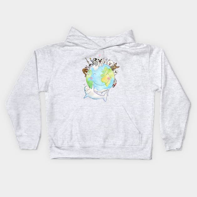 Happy Polar Planet Kids Hoodie by HappyPawtraits